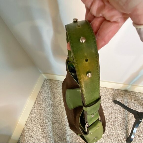 MATT  & NAT Vegan Brown Green Shoulder Bag Canvas Faux Leather - Picture 6 of 16